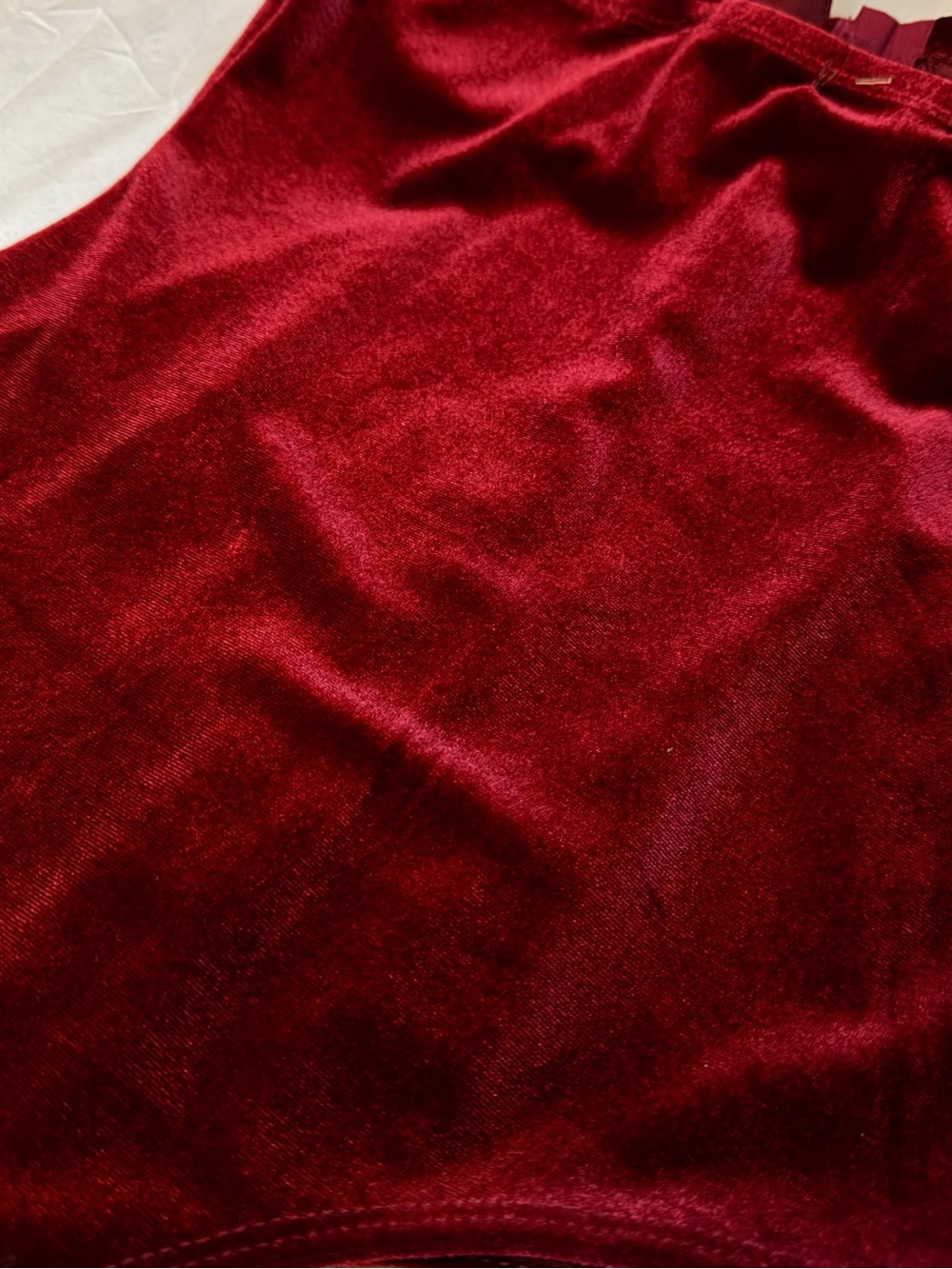 Bozzolo Velvet Hook-and-Eye Bodysuit - Wine Red - Picture 4 of 5